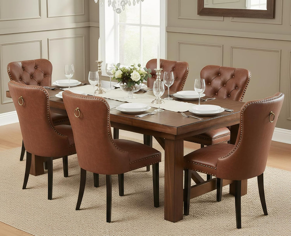 EALSON Modern Dining Chairs Set of 6 Mid Century Leather Dining Room Chairs w...
