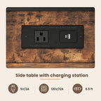 GRUSIGN End Table with Charging Station, Flip Top Side Table with USB Ports and Outlets, 3-Tier Small Side Table with Storage for Small Space, End Tables for Living Room/Bedroom, Black