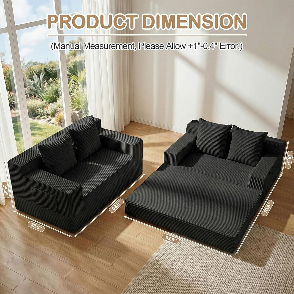 Loveseat Small Couch Bed, Futon Sleeper Sofa Bed,Convertible Pull Out Couch w...
