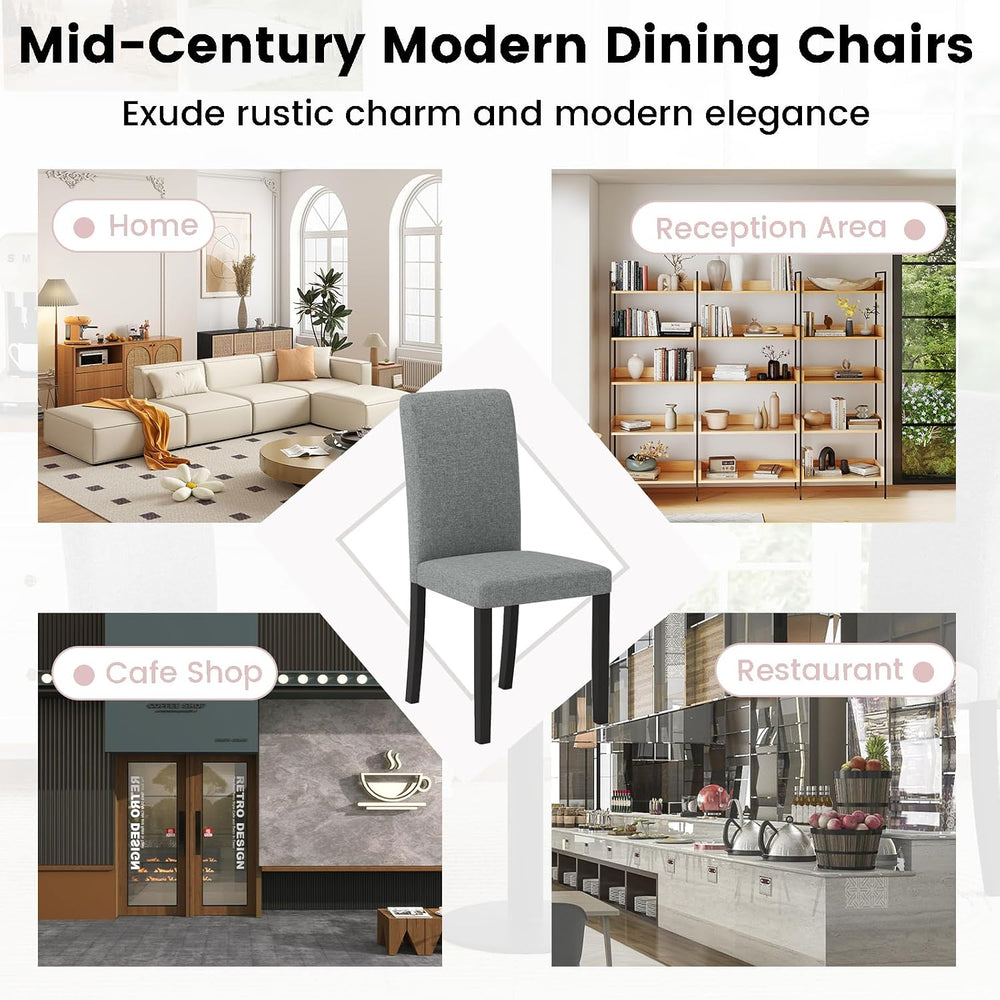 Giantex Upholstered Dining Chairs Set of 4, Mid-Century Modern Fabric Parson ...