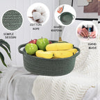 COMFY-HOMI Round Rope Basket with Handles for Shelves,Toys,Book, Cloth Storage Baskets for Organizing Toy Decorative Organizer for Living Room, Bathroom