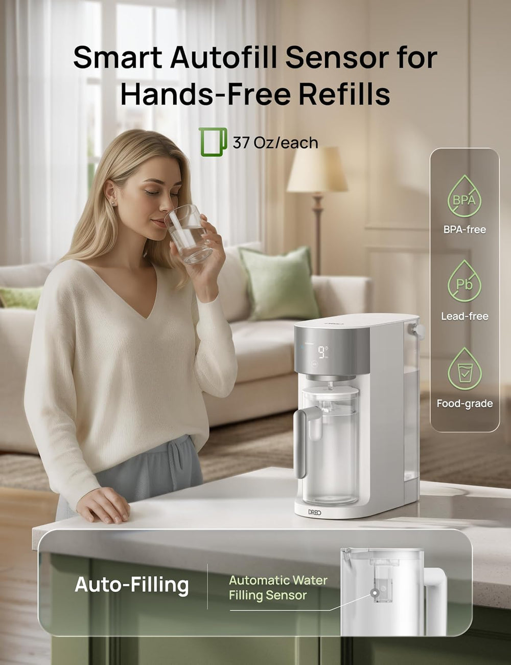 DREO Reverse Osmosis Water Filter System Countertop, RO Water Filter 112 3L