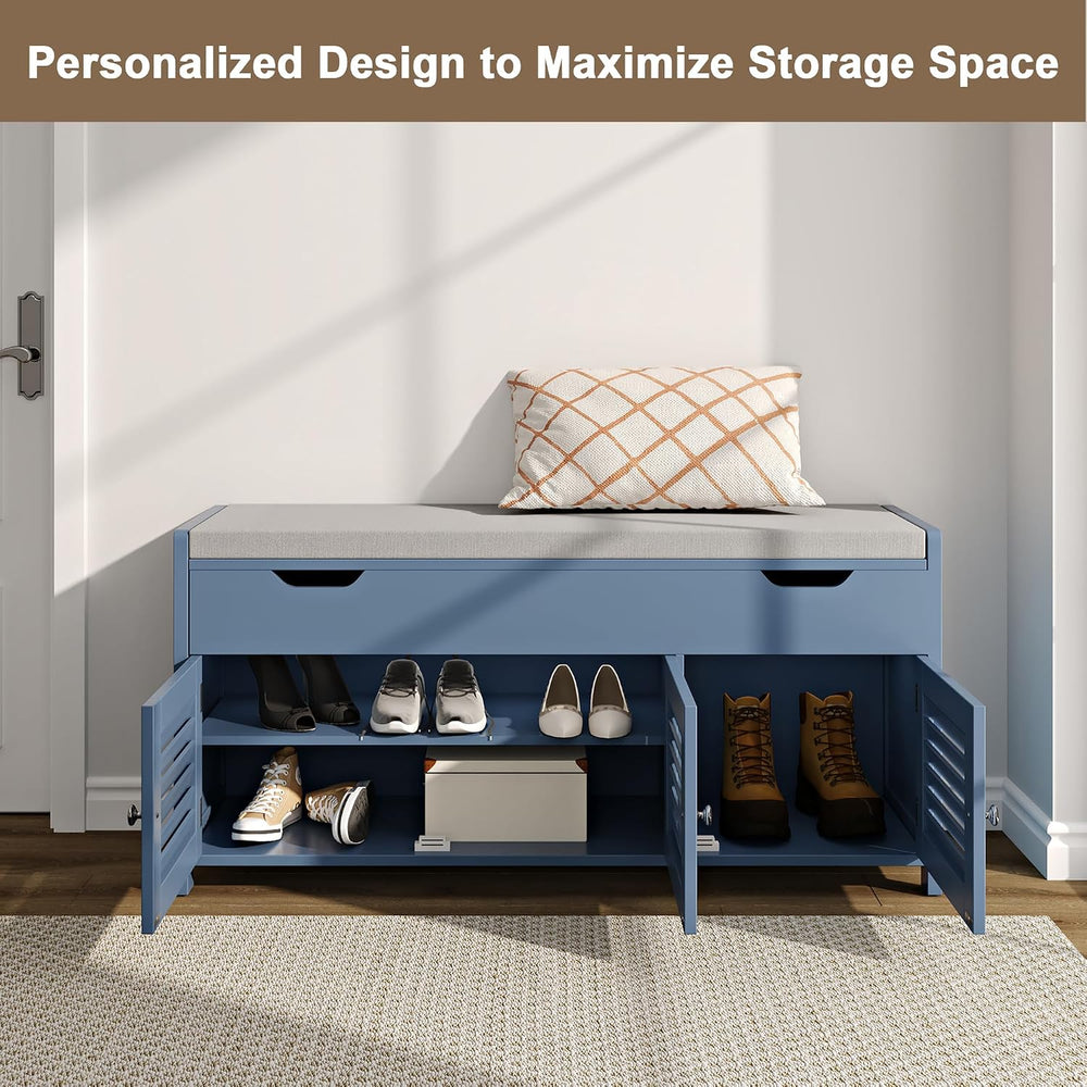 ChooChoo 41.3" Shoe Storage Bench with Lift Top Storage, Entryway Bench ...