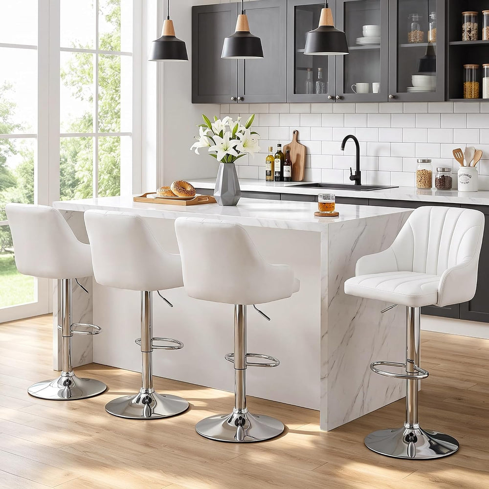 VECELO Bar Stools Set of 2, Adjustable Barstools, Counter Height Stools with ...