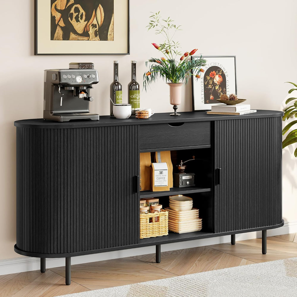 ONBRILL 63'' Fluted Sideboard Buffet Cabinet with Storage, Large Cred...