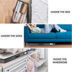 HOMELUX THEORY 2pc Low Profile Under Bed Storage Containers, Thin Under Couch Storage Organizer with Bins & Lids, Underbed Storage Box Ideal for Seasonal Clothes, Blankets, Fabric & Shoes (Dark Gray)