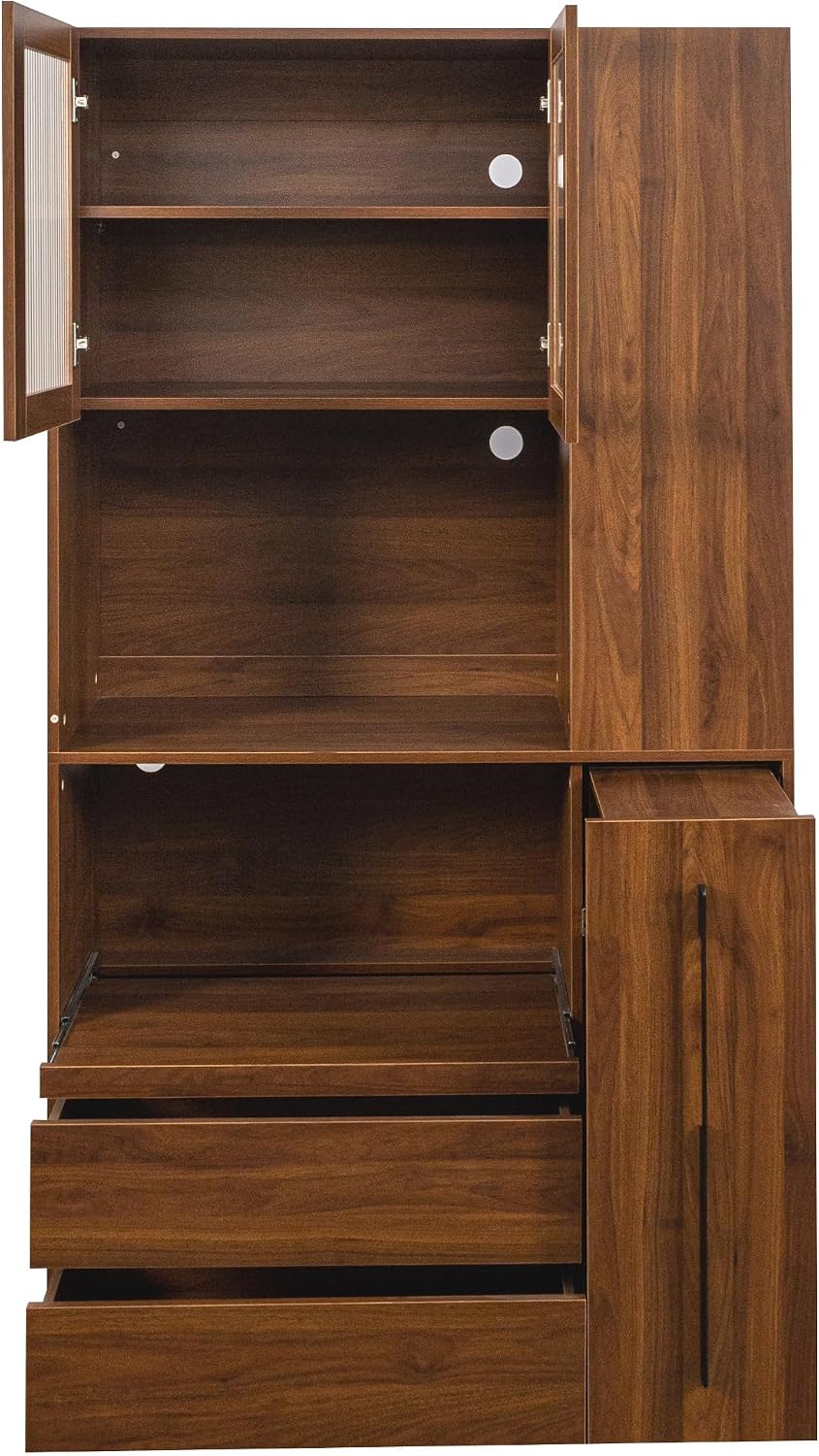70.87" Tall Kitchen Pantry Cabinet with Pull-Out Storage Shelf and 4-Tie...