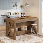 Tribesigns 55" Kitchen Island with Storage Drawers and Shelves, Farmhouse Large Island Table for Kitchen, Dining Room