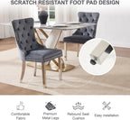 Velvet Dining Chairs Set of 4, Upholstered Dining Room Chairs with Tufted Back & Pull Ring, Modern Kitchen and Dining Chairs, Accent Chairs with Metal Legs (Dark Gray + Silver, Set of 4)