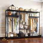 Raybee Clothes Rack Heavy Duty Load 795LBS Portable Clothing Racks for Hanging Clothes Adjustable Garment Rack, 56" W X16 D X 75.5" H Black