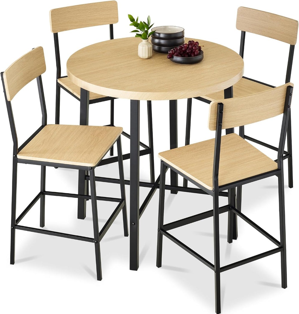 Best Choice Products 5-Piece Modern Round Counter Height Dining Set for Home ...