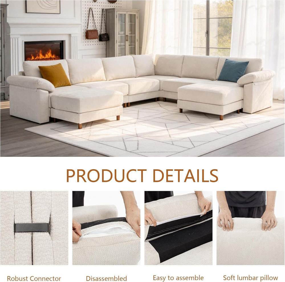 Oversized L Shaped Sectional Couch for Living Room, Extra Large Deep Seat Mod...
