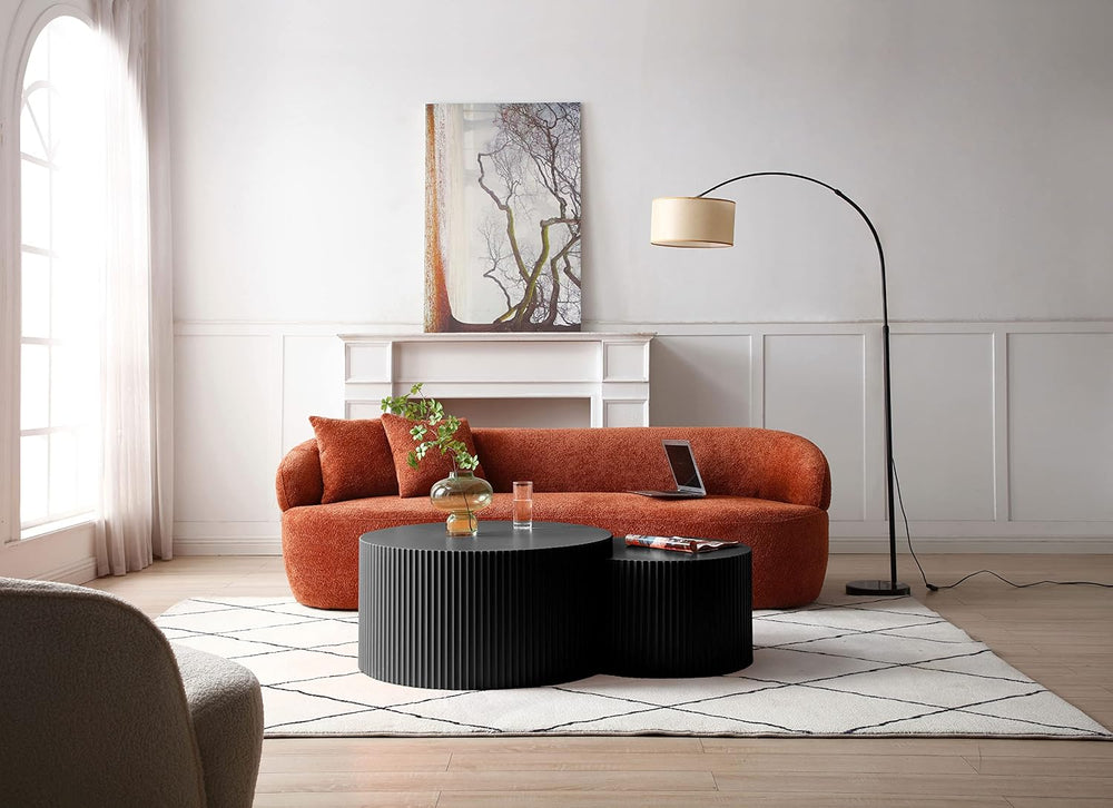 32" Textured MDF Side Coffee Table, Small Nesting Tables with Space Savi...