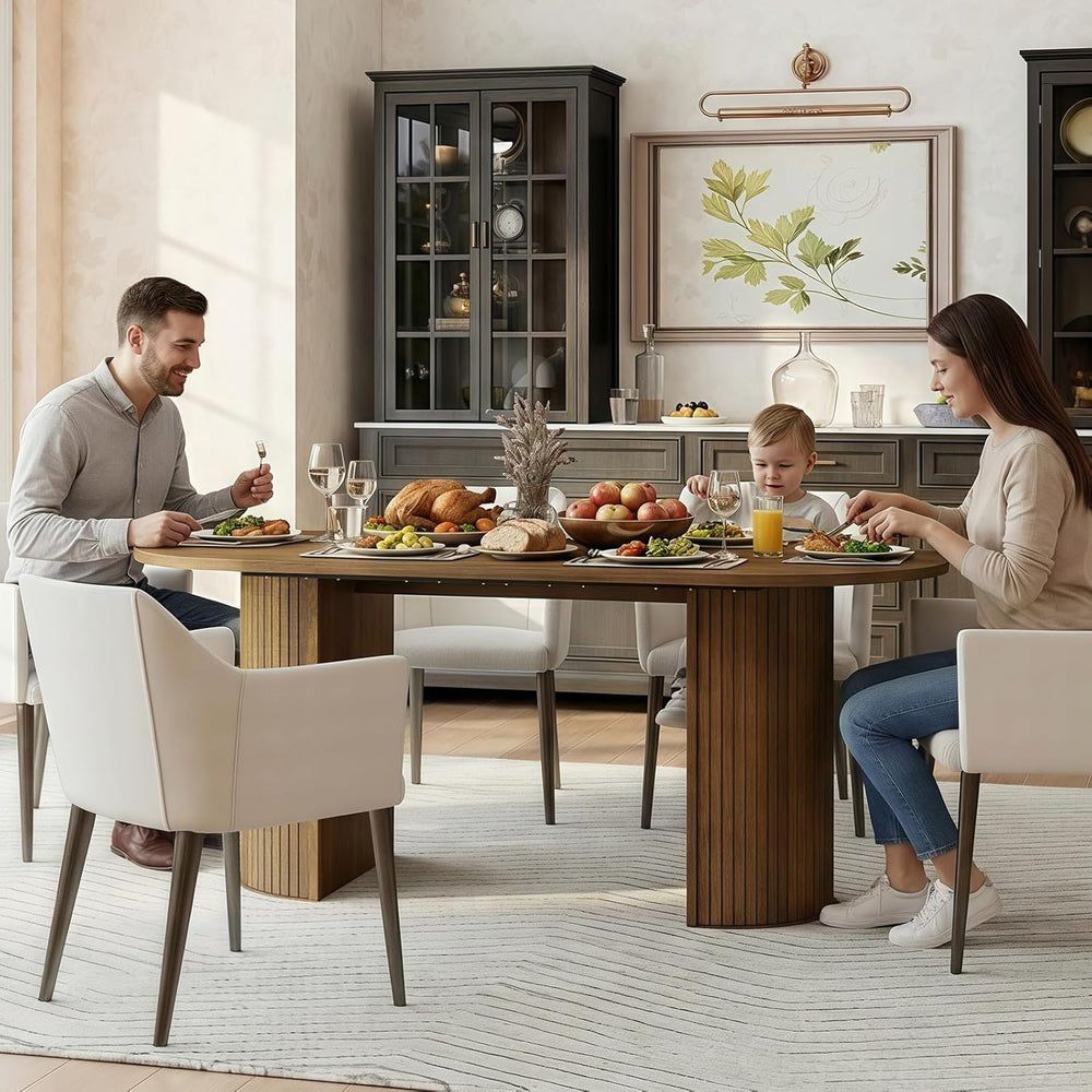 Oval Rectangular Dining Table for 4-8 People,70.87" Long Kitchen Table w...