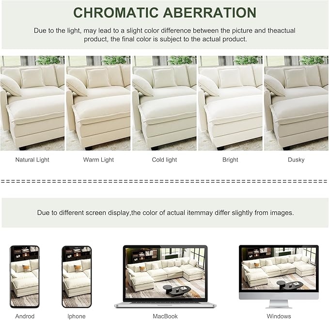 146" Cloud Couch Sectional, U Shaped Modular Sectional Sofa, 4-Seat Deep Seat Couch with 6 Removable Washable Pillows and 2 Ottoman for Living Room, Bedroom, Apartment, Beige
