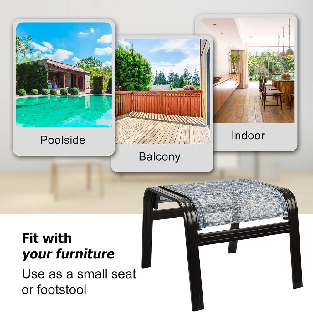 Outdoor Foot Stools Gift for Patio Ottoman Footrest Aluminum Portable Seat Wi...