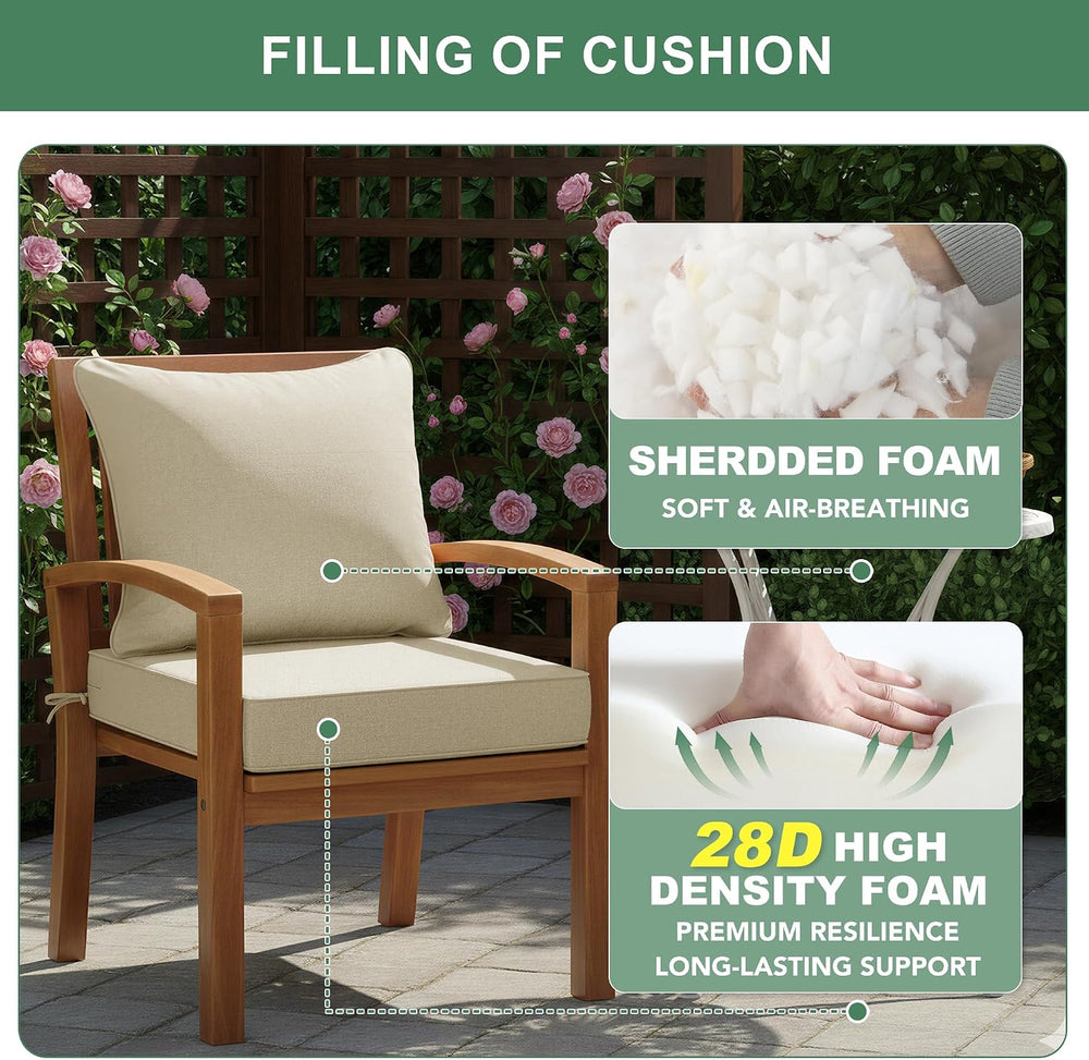 Summsun Patio Chair Cushions Set of 4, Faux Linen Outdoor Furniture Cushions,...