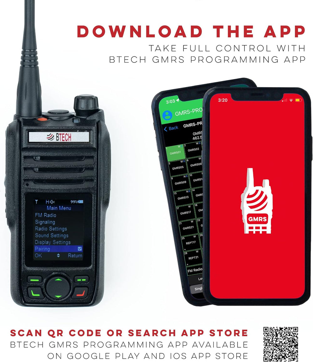 BTECH GMRS-PRO 5W Long-Range GMRS Radio – IP67 Waterproof, Bluetooth VOX, GPS...