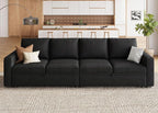HONBAY Modular Sectional Sleeper Sofa Bed, with Pull Out Bed, Linen Convertible Sectional Couches for Living Room - Black