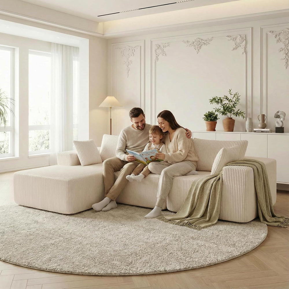 DUMOS 105" L-Shaped Sectional Couch, Left Facing Chaise | Upholstered Co...