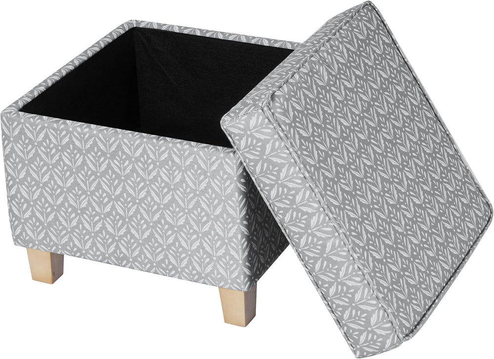 HomePop 18" Classic Square Storage Ottoman - Light Grey Print