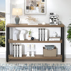 EXCEFUR Modern Sofa Table Behind Couch, Console Table with 3 Tier Shelves, Foyer Tables for Living Room Entryway Hallway, Rustic Oak