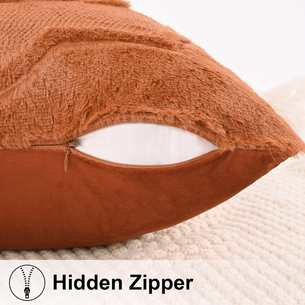 Fall Throw Pillow Covers 18x18 Set of 4 Beige & Orange Pumpkin Pillow Cover