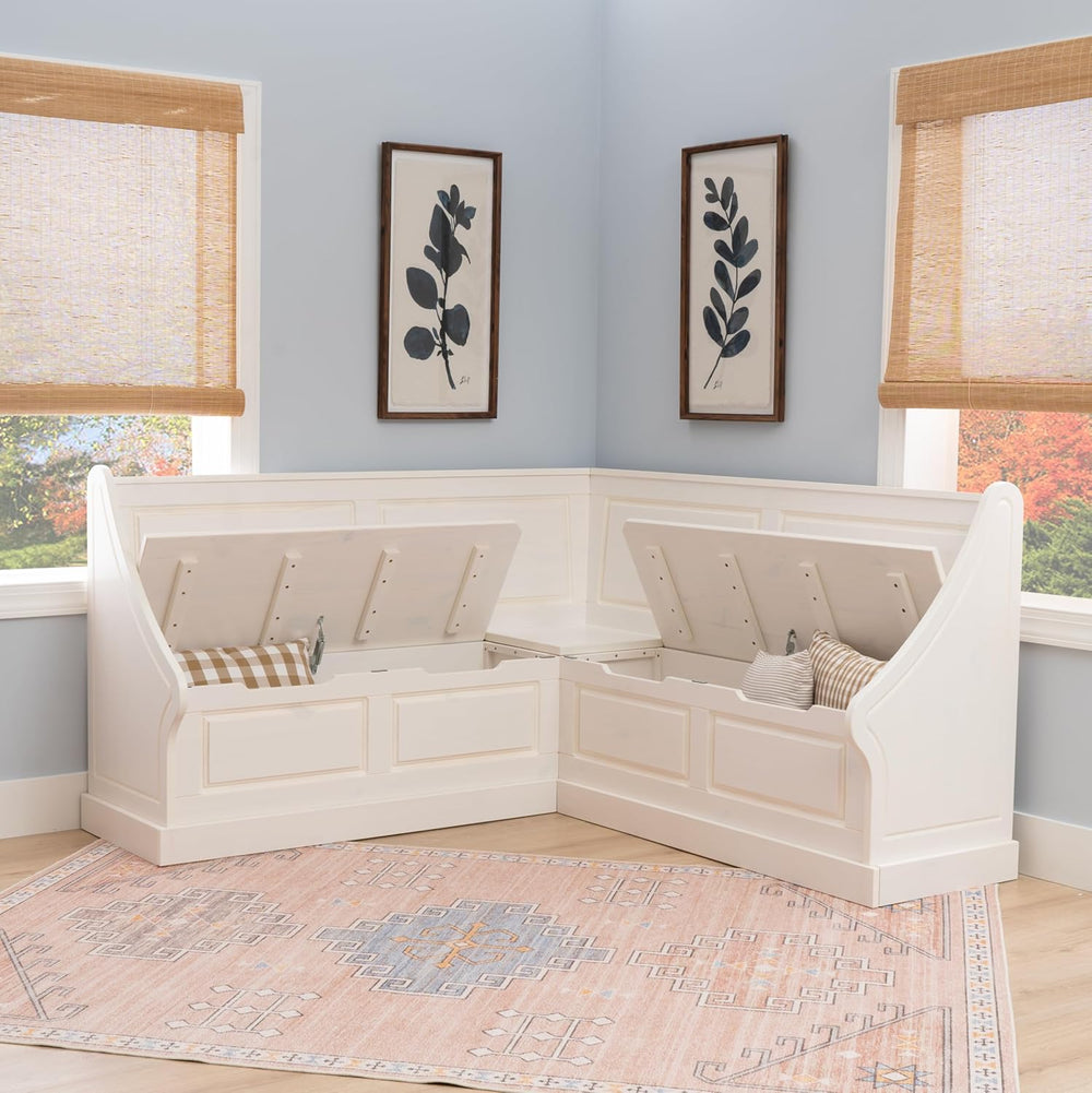 Linon Harris White Corner Breakfast Nook - Nook Only, Table is NOT included! ...