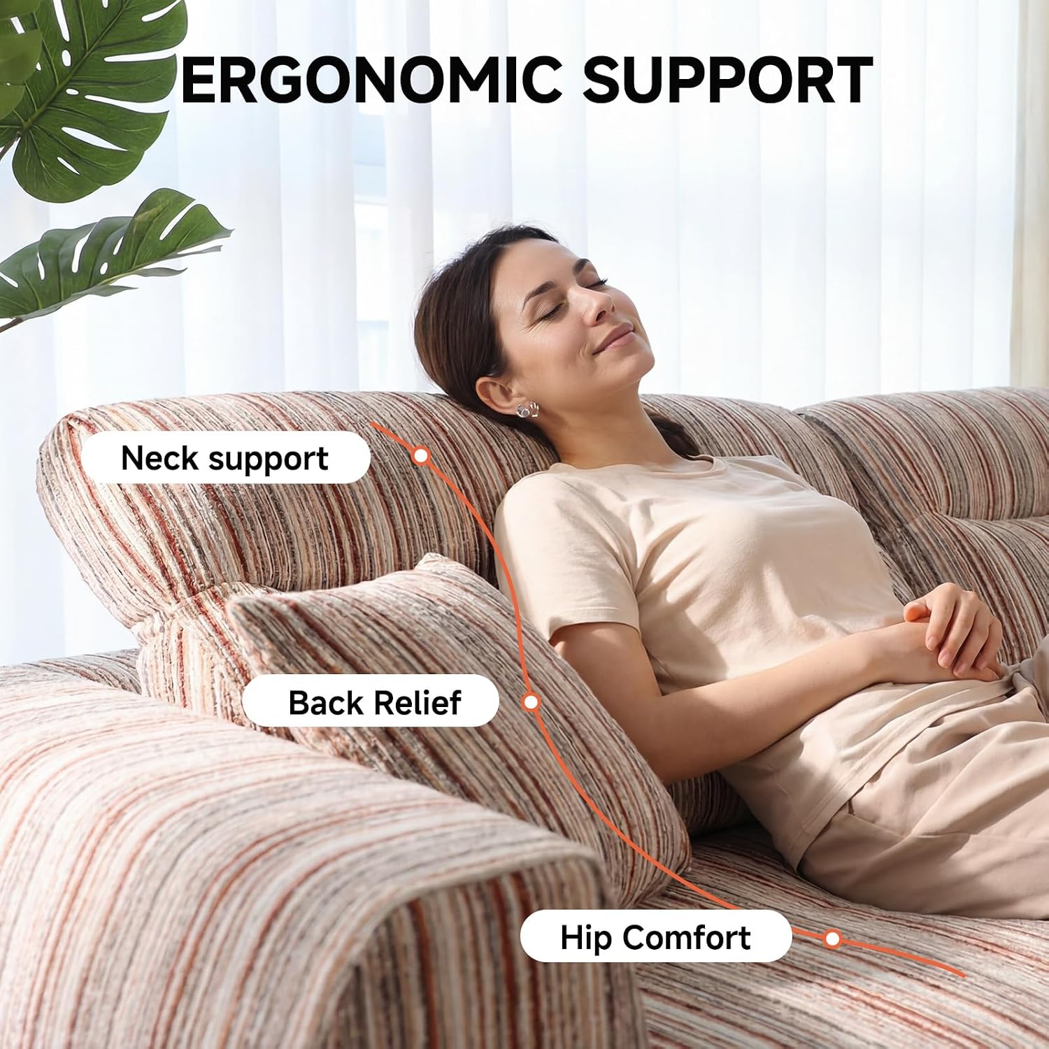 111" Chenille Woven Convertible Sofa Bed Boneless Couch High Backrest | No Assembly Couch in a Box, Modular Sectional Sleeper Sofa for Living Room,Bedroom,Office,King Size Compressed Sofa