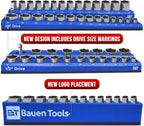 Magnetic Socket Organizer Set -3 Piece Metric Magnetic Socket Holder Set Blue - 1/2-inch, 3/8-inch & 1/4-inch Drive, Holds 75 Sockets, Professional Grade Socket Tray Organizer. NEW VERSION