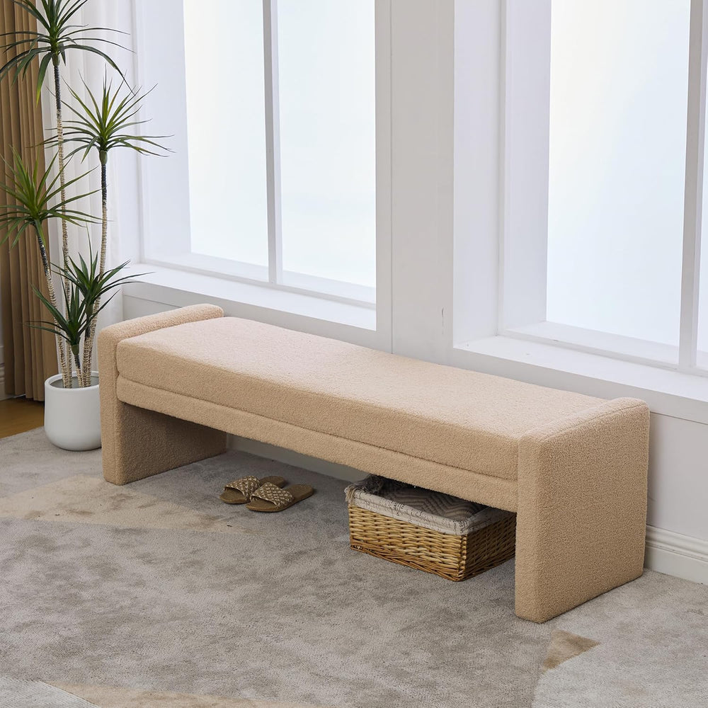 Teddy Bedside Bench for Bedroom King Size,66.9" Minimalist Long Ottoman ...