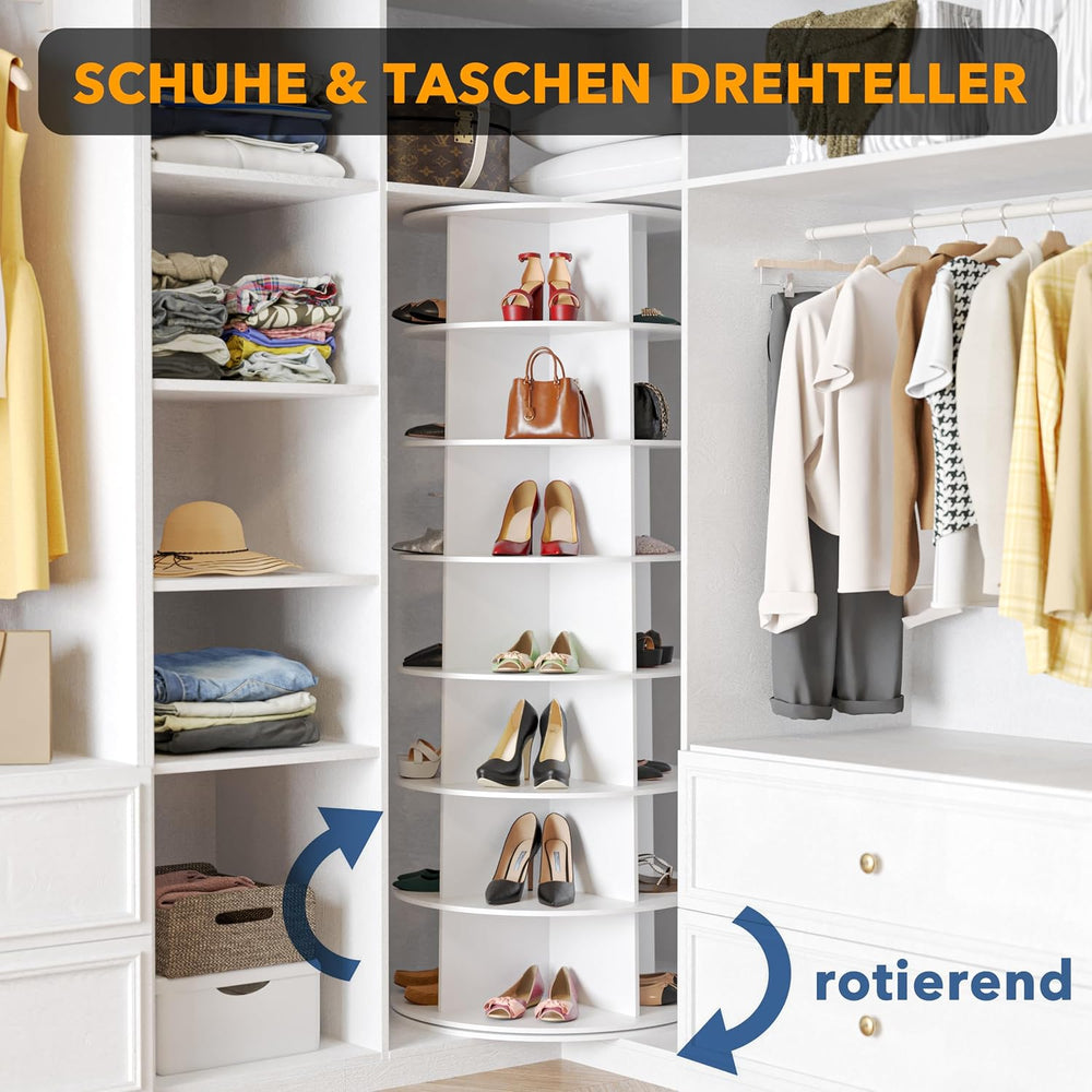 SpaceAid 7 Tier Rotating Shoe Rack Tower, Spinning Shoe Display Lazy Susan, R...