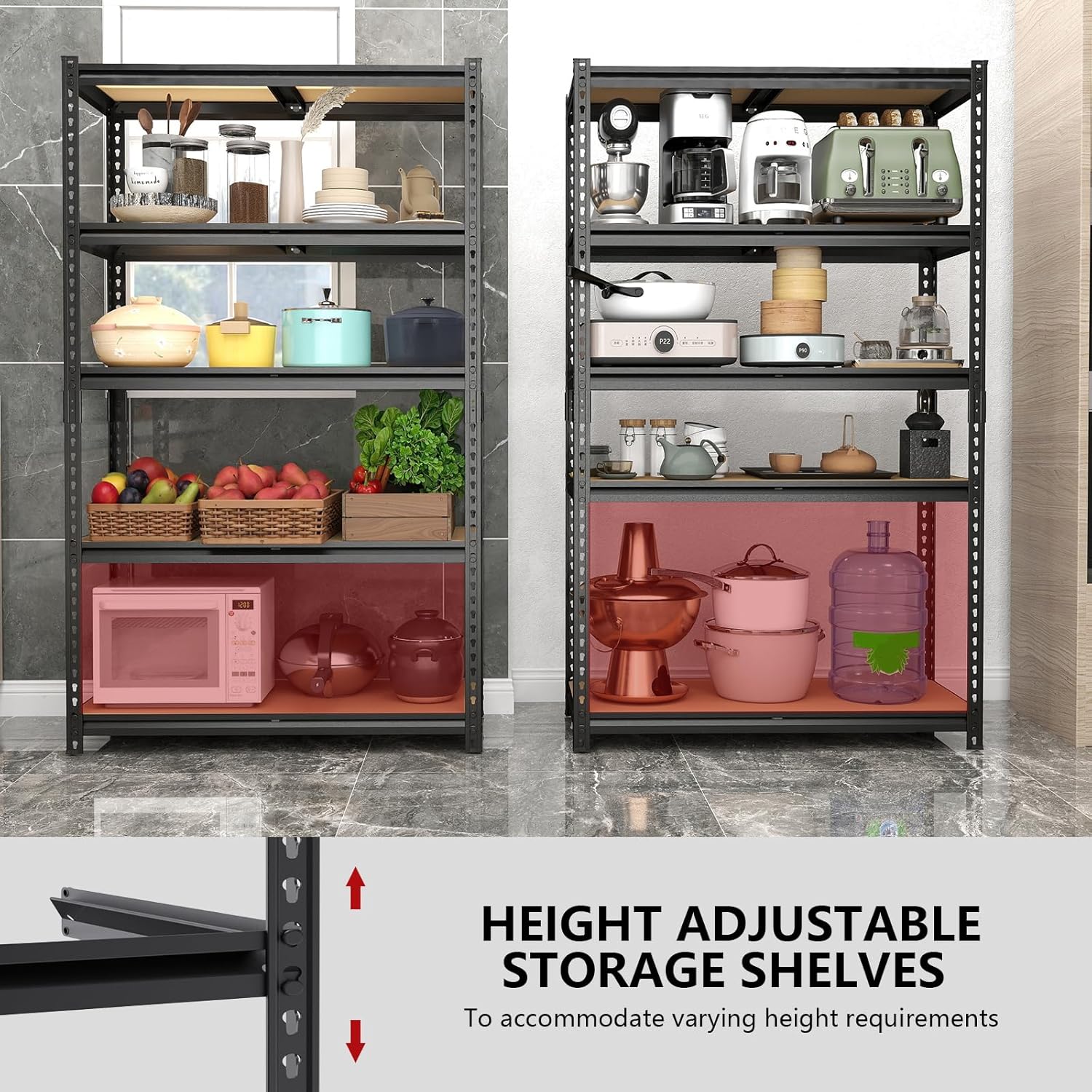 72" H Storage Shelves,Storage Shelves Heavy Duty,2400LBS Metal Shelving Units,Adjustable Garage Shelving Heavy Duty for Garage Storage,Warehouse,16"x35.5"x72