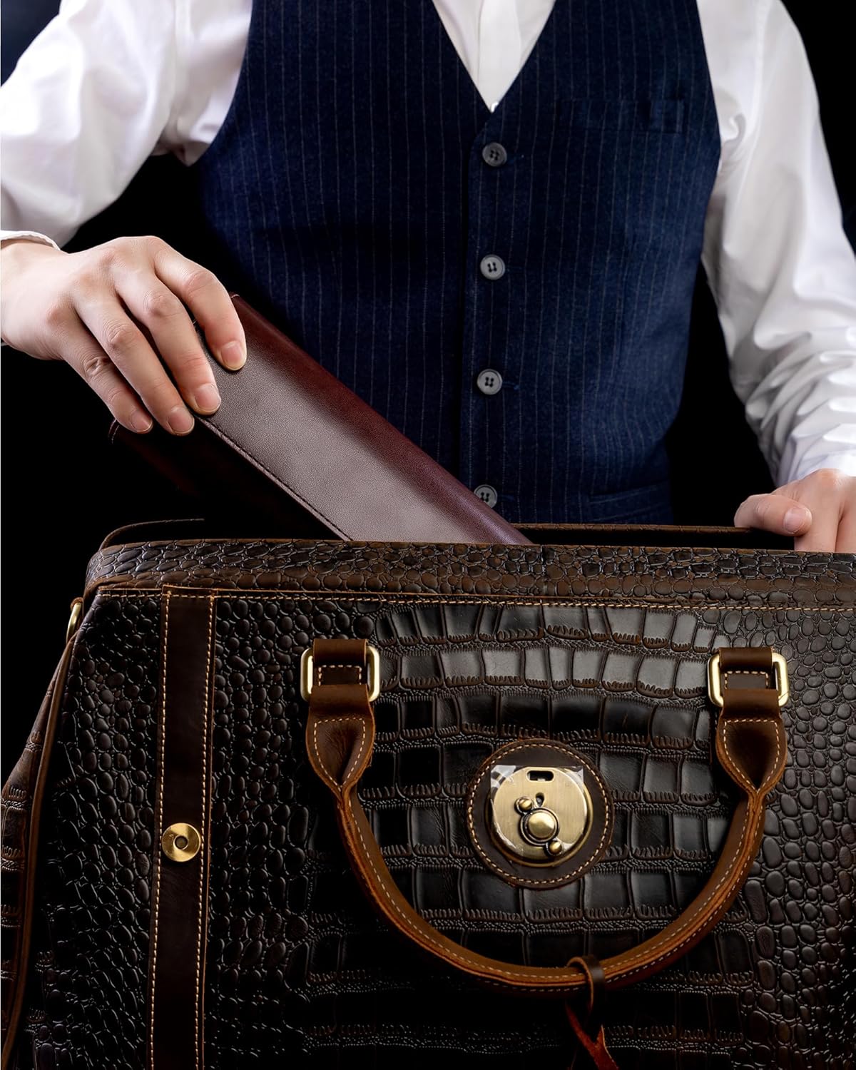 MR.OKAY 3 Watch Travel Case- Classic Leather Watch Case With Perfect Texture.Portable Watch Roll Or Organizer For Storage And Display. Luxury Gifts For Men, All Handmade by Artisans.