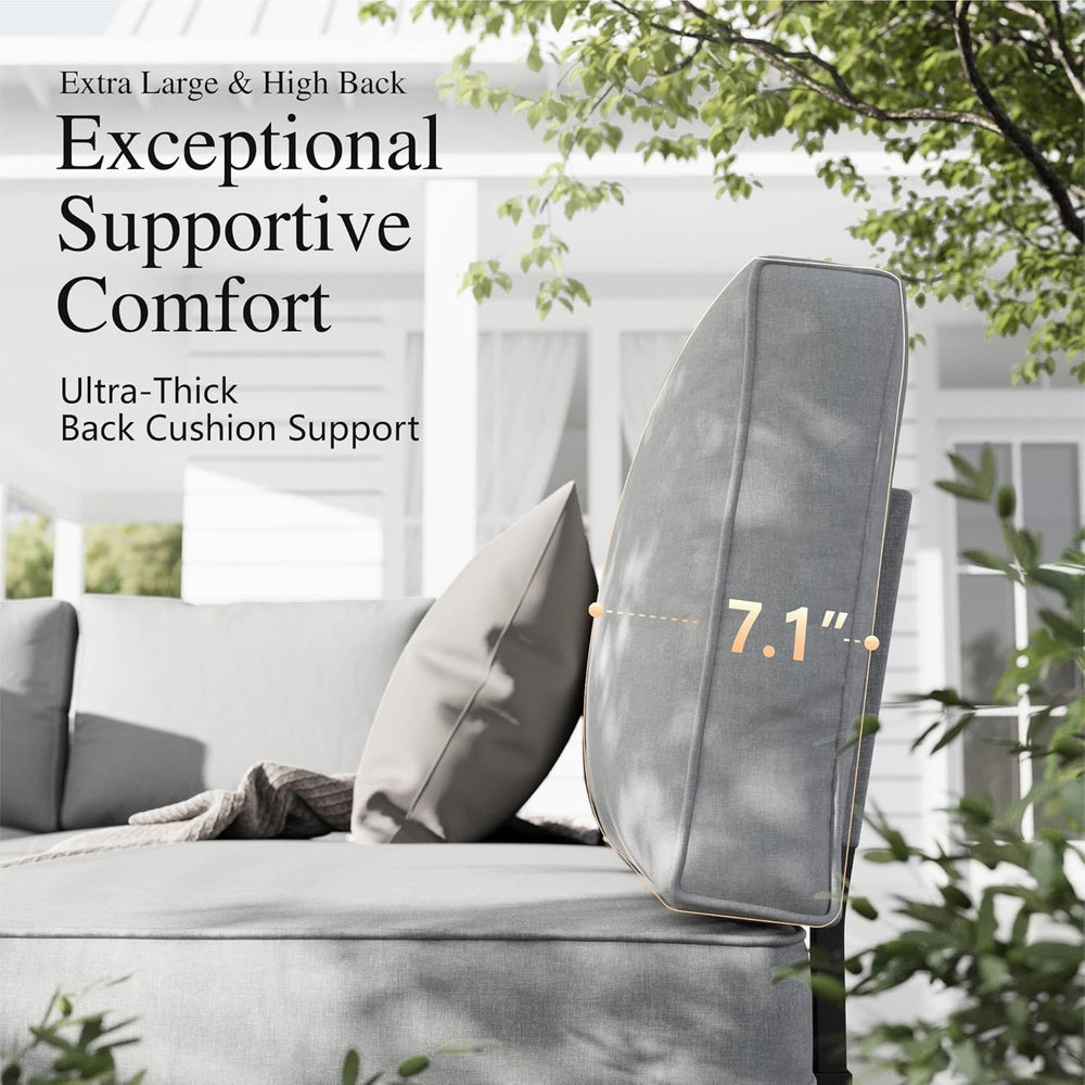 Sophia & William 7 Piece Metal Outdoor Sectional Sofa with Cushion, Patio...