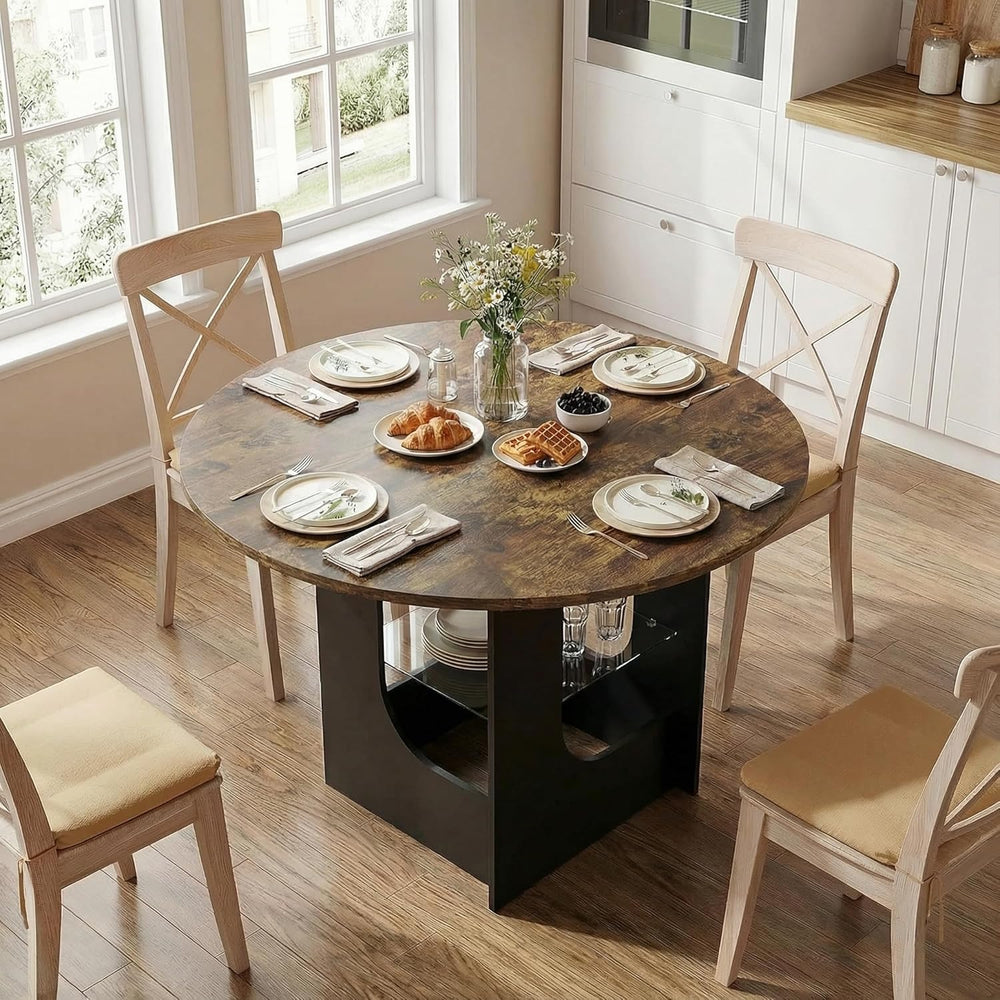 ARTETHYS 43.3"-59" Extendable Round Dining Room Table for 4-8 with ...