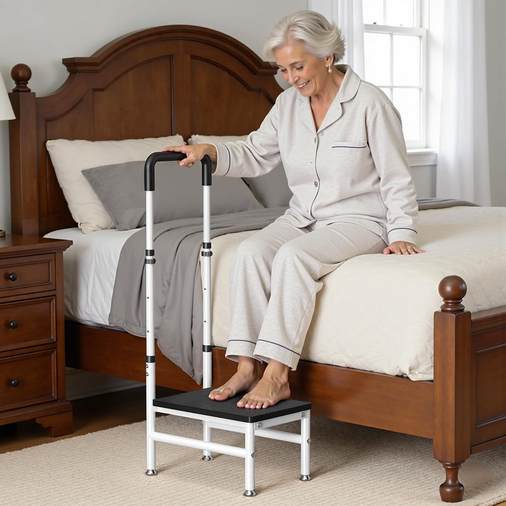 Step Stool with Handle for Adults and Seniors, Heavy Duty One Step Wooden Pla...