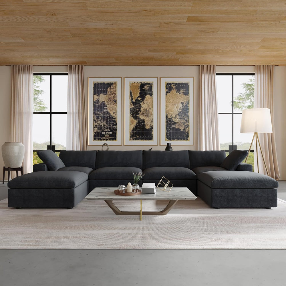 JACH 160.6" U-Shaped Sectional Couch, Modern Modular Convertible Sofa wi...