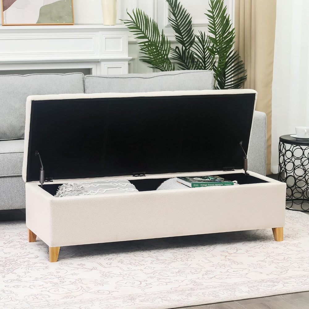 Asense Storage Ottoman Bench with Hinged Lid, Ottoman with Storage Footstool ...