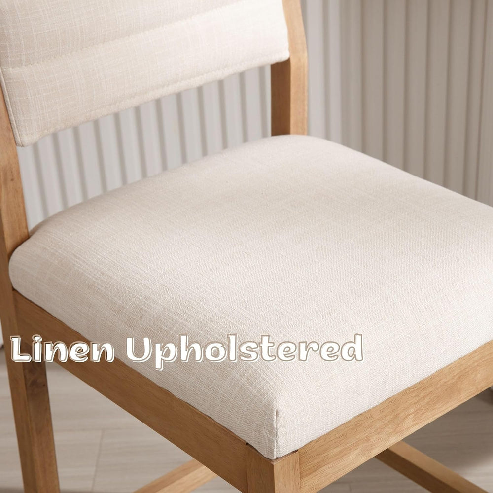 BESTANO 26” Counter Height Bar Stools Set of 2 Linen Upholstered Kitchen Isla...