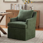VKNOW Upholstered Dining Chairs Set of 2, Modern Kitchen Chairs Dining Room Chairs with 4 Casters, Chenille Armchair for Bedroom Reading Room Living Room, Green