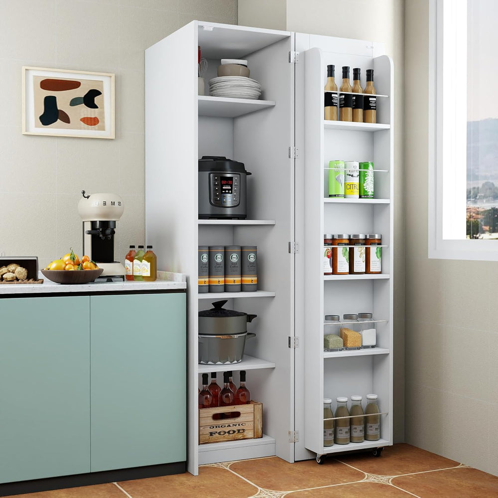 62.99''H Tall Kitchen Pantry Cabinet, Freestanding Corner Buffet Side...
