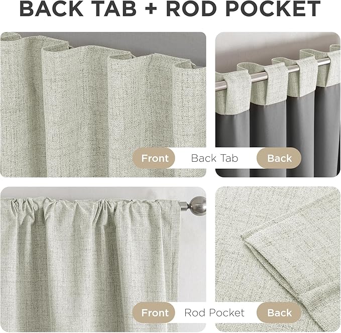 Joydeco Blackout Curtains for Bedroom - 100% Light Blocking 2 Panels Light Beige Drapes 42"W x 108"L, Thermal Insulated Room Darkening Curtains, Linen Textured for Living Room, Rod Pocket & Back Tabs