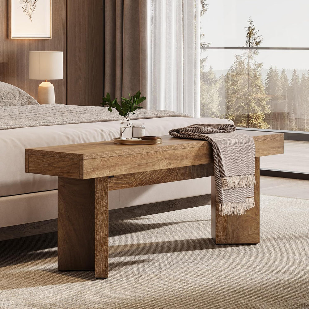 Tribesigns 47" Wooden Entryway Bench, Farmhouse Indoor End of Bed Bench,...
