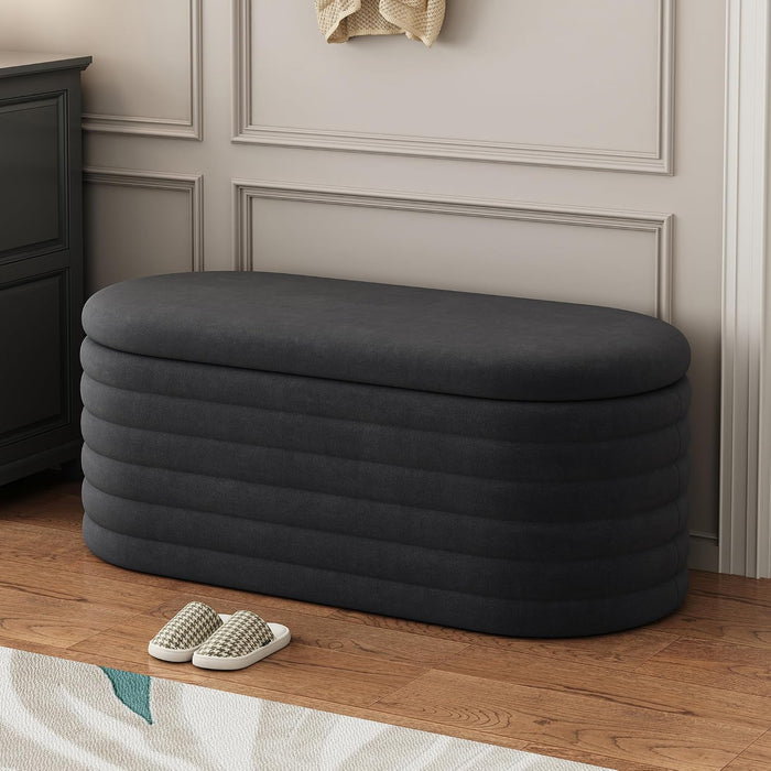 40 inch Upholstered Storage Ottoman Bench,Ready to go,Black
