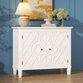 Karlott 40" Entryway Cabinet, Coffee Bar Cabinet with Shelf, Craft Storage Cabinet with Doors, Charming Carved Motif, Pantry Cabinet Sideboard Buffet for Living Room Kitchen Dining Room Hallway, White