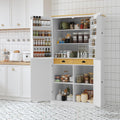 71.3" Tall Kitchen Pantry Storage Cabinet with 4 Doors, 2 Drawers, 2 Adjustable Shelves, 8 Door Shelves, Freestanding Kitchen Hutch Cabinet Cupboard for Kitchen, Dining Room (White)