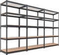 HOMEDANT 5-Tier Laminated Boltless Heavy Duty Metal Shelving Unit Adjustable Garage Storage Utility Rack Shelves Organization Multipurpose Shelf Warehouse Industrial (3, (M) 35.9" W, Black)