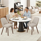 Upholstered Dining Chairs Set of 2, Modern Fabric Kitchen Chairs with Back, Wood Legs for Kitchen Dining Room Restaurant, Camel