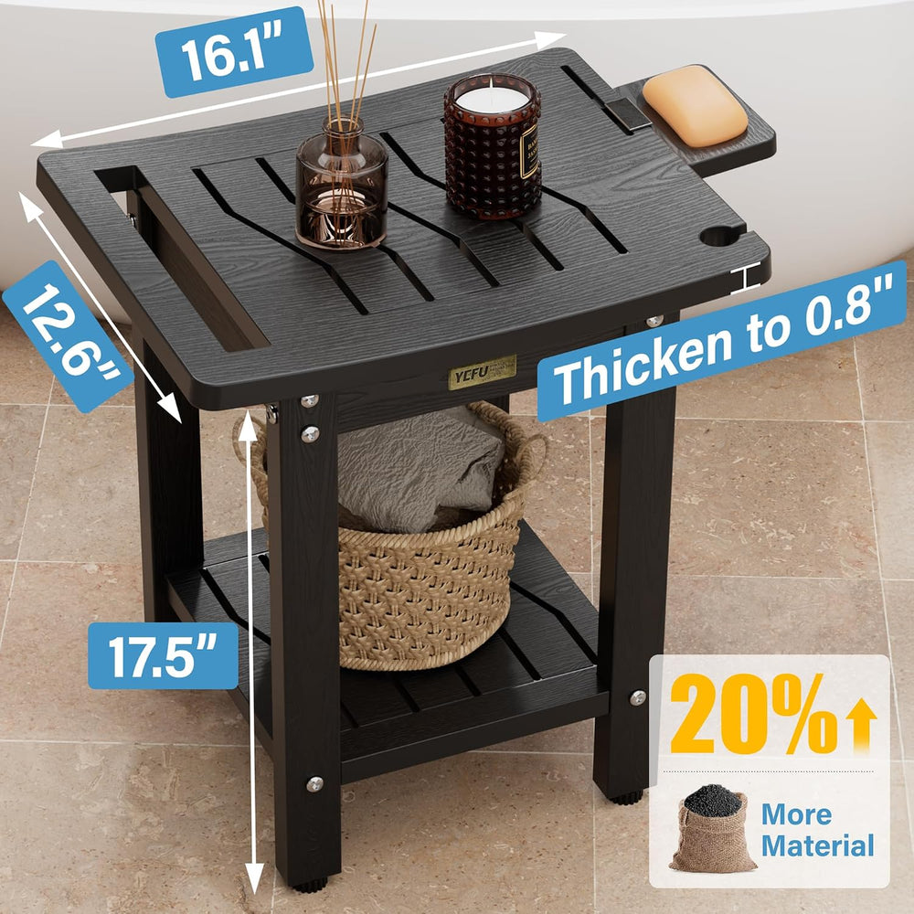 YEFU Shower Chair for Inside Shower, Waterproof & No Maintenance, Black